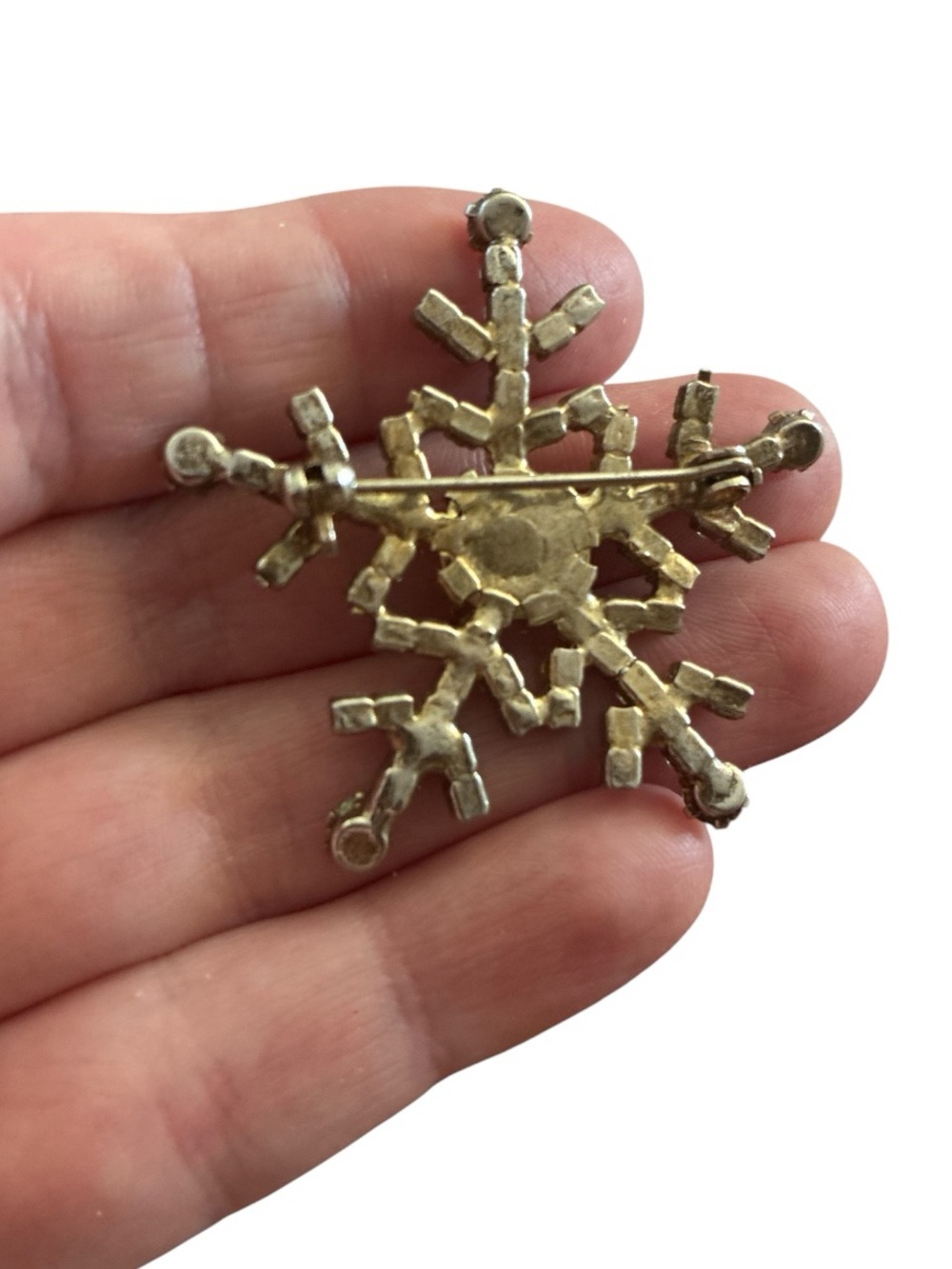 Vintage Rhinestone Snowflake Brooch - Picture 2 of 3